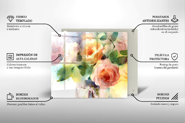 Glas Ceranfeldabdeckung Bemalte Blumen