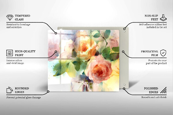 Glas Ceranfeldabdeckung Bemalte Blumen