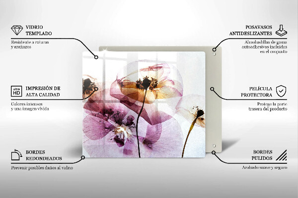 Glas Ceranfeldabdeckung Zarte Blumen