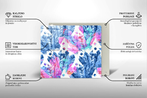 Glas Ceranfeldabdeckung Federn-Boho-Illustration