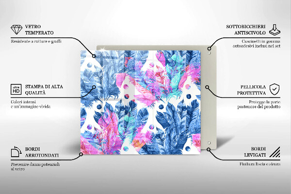 Glas Ceranfeldabdeckung Federn-Boho-Illustration