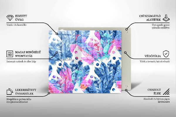 Glas Ceranfeldabdeckung Federn-Boho-Illustration