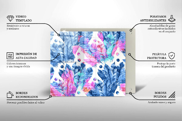 Glas Ceranfeldabdeckung Federn-Boho-Illustration