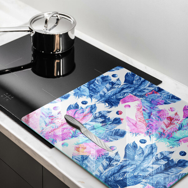 Glas Ceranfeldabdeckung Federn-Boho-Illustration