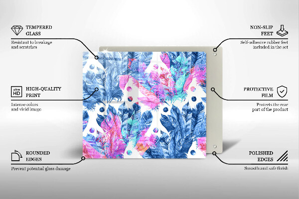 Glas Ceranfeldabdeckung Federn-Boho-Illustration