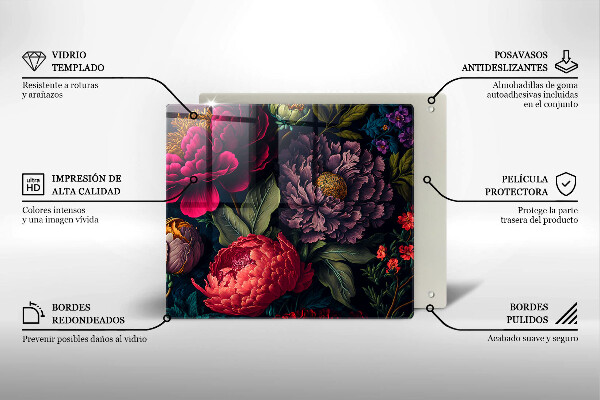 Glas Ceranfeldabdeckung Schöne Blumen