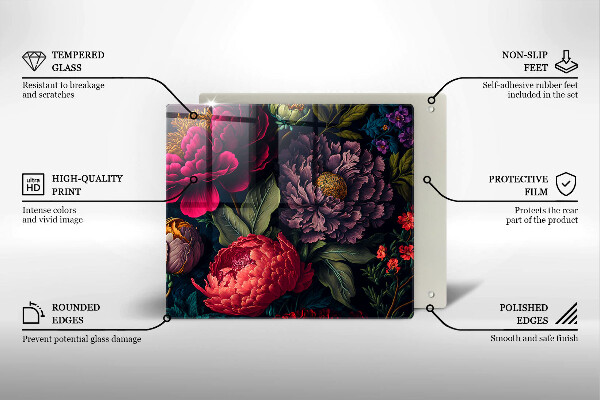 Glas Ceranfeldabdeckung Schöne Blumen