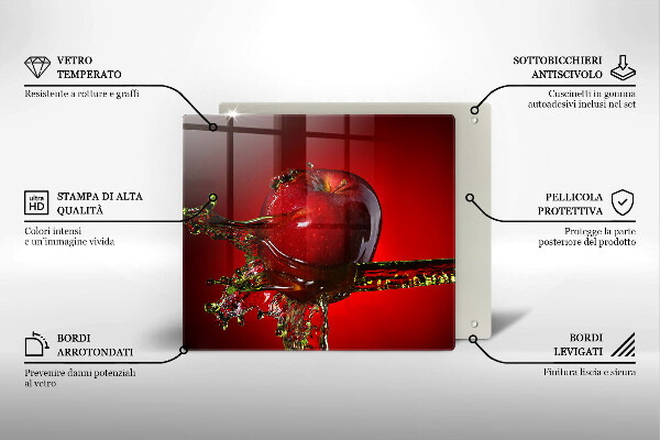 Glas Herdabdeckplatte Apfelfrucht im Wasser