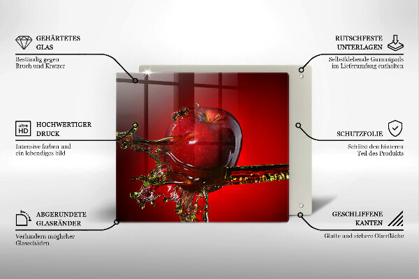 Glas Herdabdeckplatte Apfelfrucht im Wasser