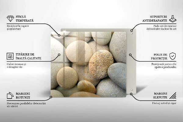 Glas Herdabdeckplatte Muster aus ovalen Steinen