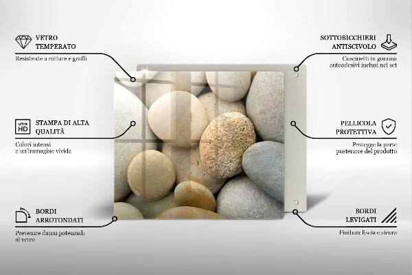 Glas Herdabdeckplatte Muster aus ovalen Steinen