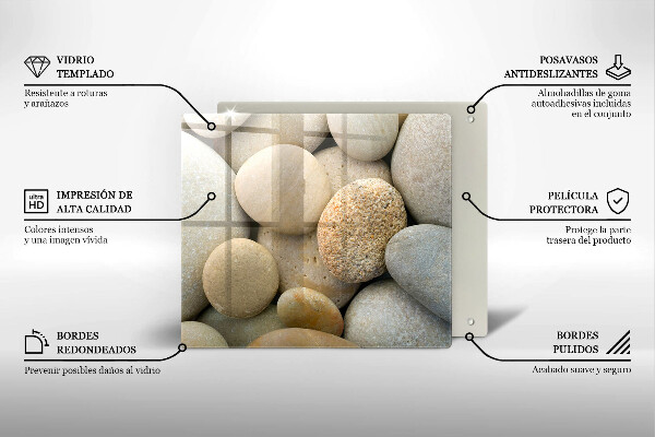 Glas Herdabdeckplatte Muster aus ovalen Steinen