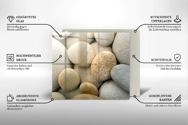 Glas Herdabdeckplatte Muster aus ovalen Steinen