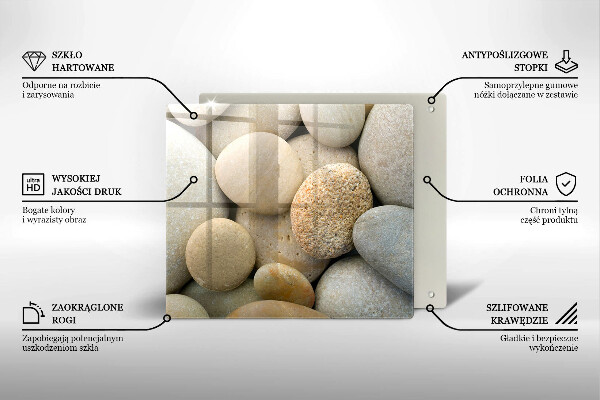 Glas Herdabdeckplatte Muster aus ovalen Steinen