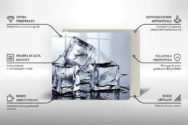Glas Herdabdeckplatte Eiswürfel
