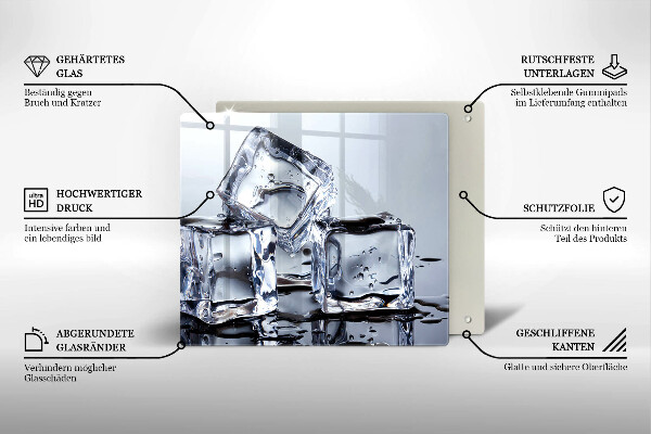 Glas Herdabdeckplatte Eiswürfel