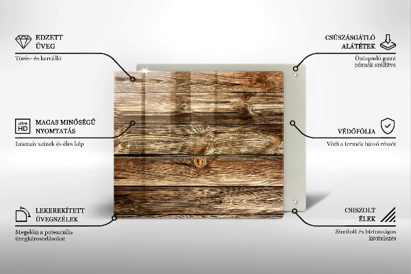 Glas Herdabdeckplatte Holzplankenstruktur