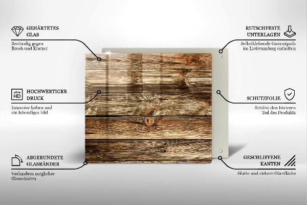 Glas Herdabdeckplatte Holzplankenstruktur