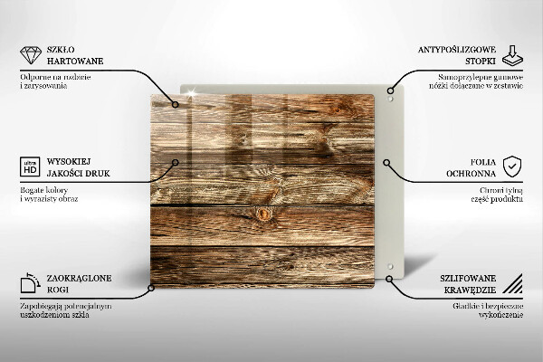 Glas Herdabdeckplatte Holzplankenstruktur