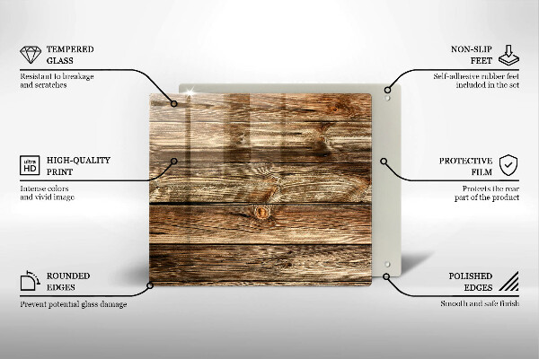 Glas Herdabdeckplatte Holzplankenstruktur