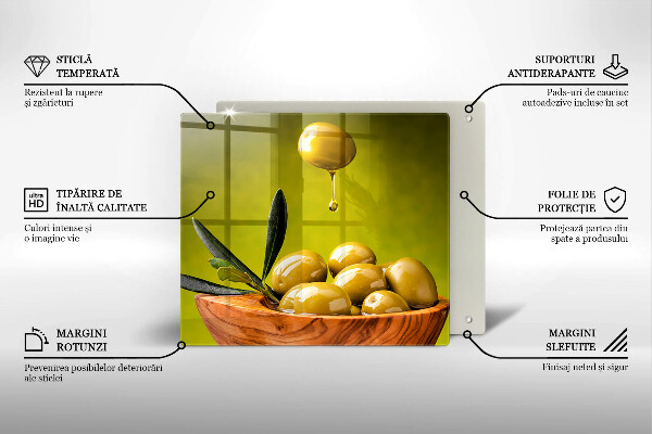 Glas Herdabdeckplatte Leckere Oliven