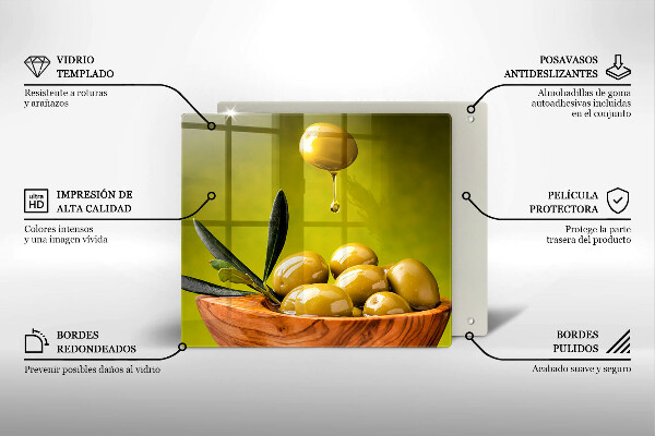 Glas Herdabdeckplatte Leckere Oliven