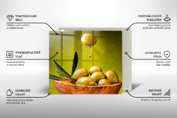 Glas Herdabdeckplatte Leckere Oliven