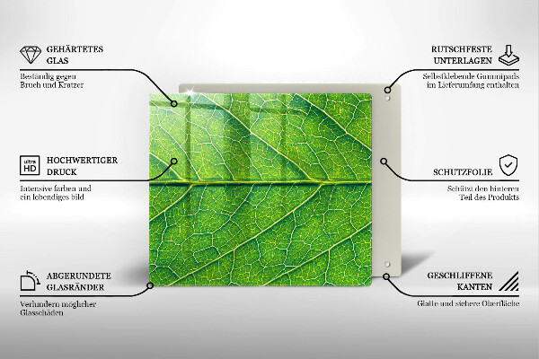 Glas Herdabdeckplatte Naturblattadern