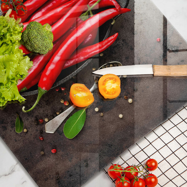 Glas Herdabdeckplatte Rote Chilischoten