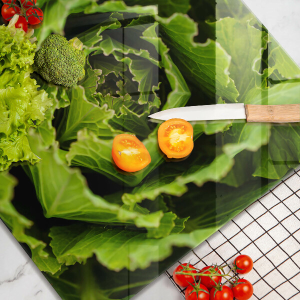 Glas Herdabdeckplatte Salatblätter essen