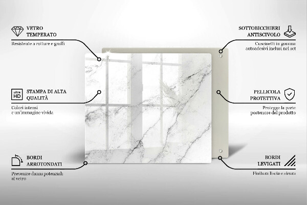 Glas Herdabdeckplatte Elegante Marmorstruktur