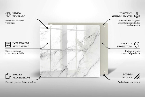 Glas Herdabdeckplatte Elegante Marmorstruktur