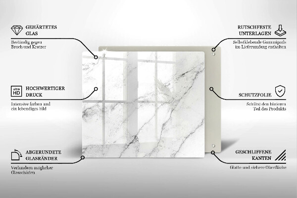 Glas Herdabdeckplatte Elegante Marmorstruktur