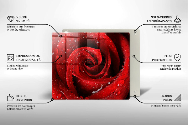 Glas Herdabdeckplatte Rosenblütenblätter