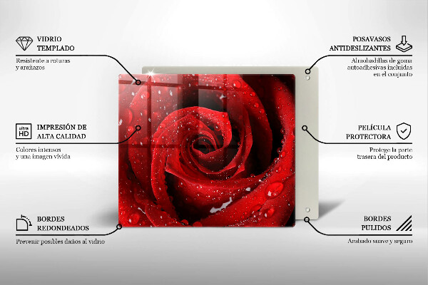 Glas Herdabdeckplatte Rosenblütenblätter