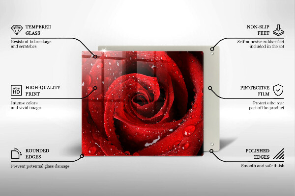 Glas Herdabdeckplatte Rosenblütenblätter