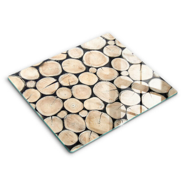 Glas Herdabdeckplatte Baumstämme aus Holz