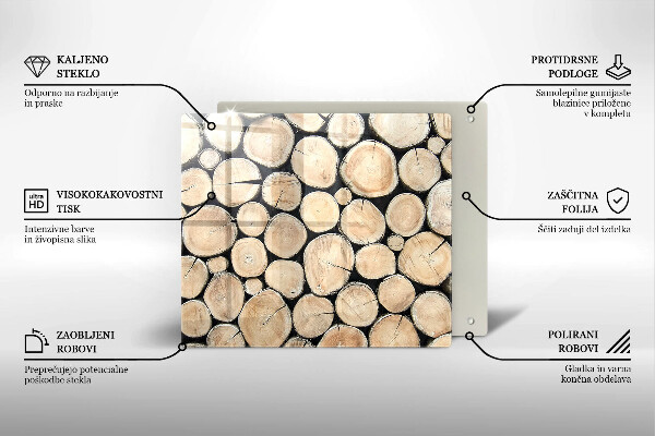 Glas Herdabdeckplatte Baumstämme aus Holz