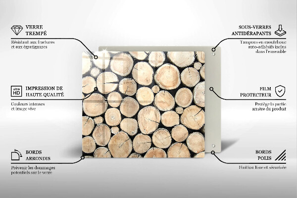 Glas Herdabdeckplatte Baumstämme aus Holz