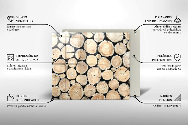 Glas Herdabdeckplatte Baumstämme aus Holz