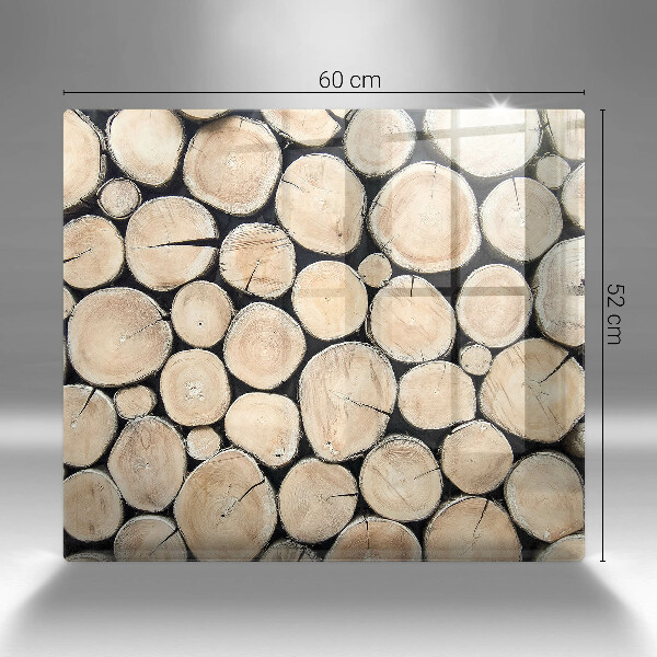 Glas Herdabdeckplatte Baumstämme aus Holz
