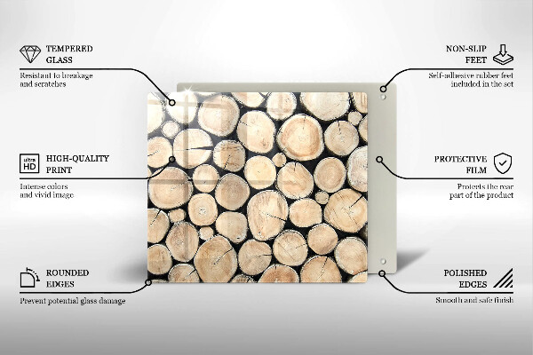 Glas Herdabdeckplatte Baumstämme aus Holz