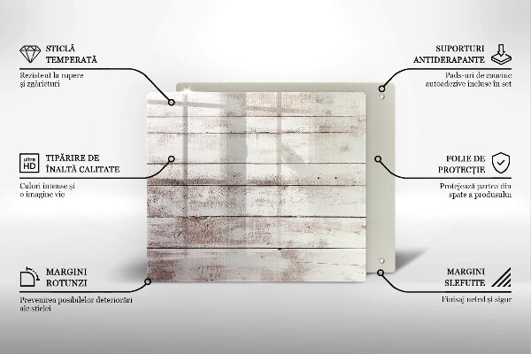 Glas Herdabdeckplatte Alte Holzbretter