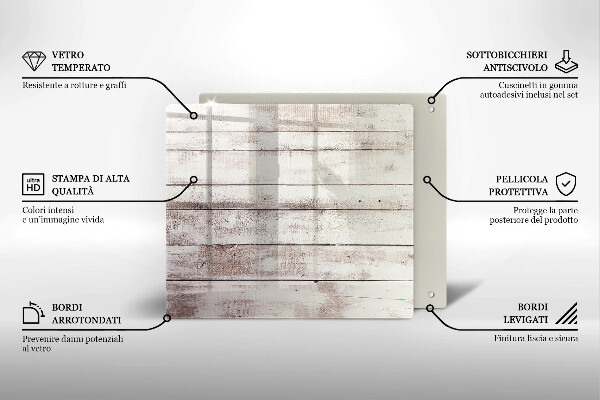 Glas Herdabdeckplatte Alte Holzbretter