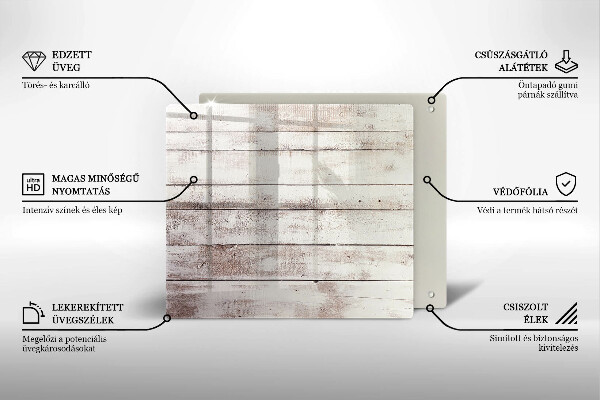 Glas Herdabdeckplatte Alte Holzbretter