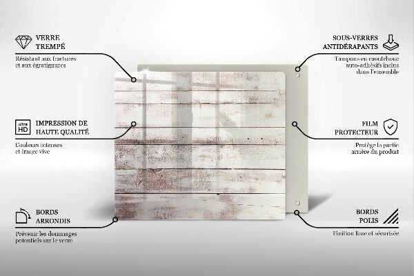 Glas Herdabdeckplatte Alte Holzbretter