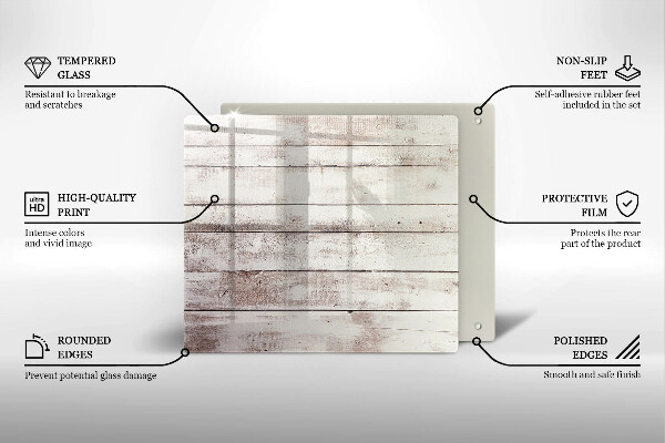 Glas Herdabdeckplatte Alte Holzbretter