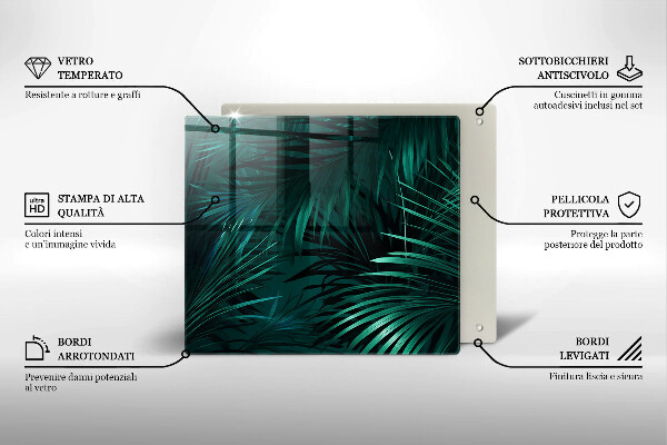 Glas Ceranfeldabdeckung Wilde Dschungelblätter