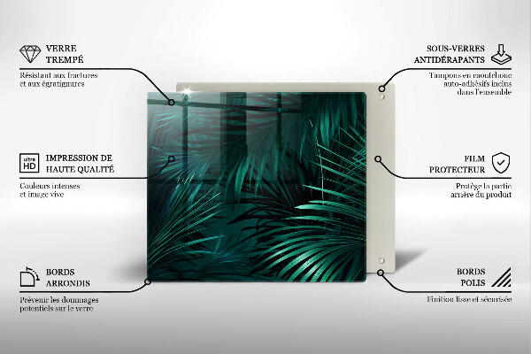 Glas Ceranfeldabdeckung Wilde Dschungelblätter