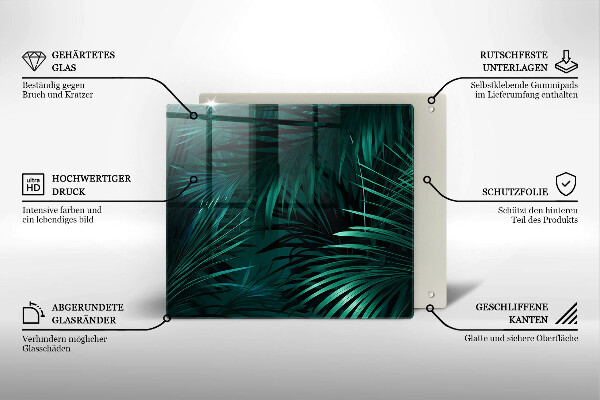 Glas Ceranfeldabdeckung Wilde Dschungelblätter